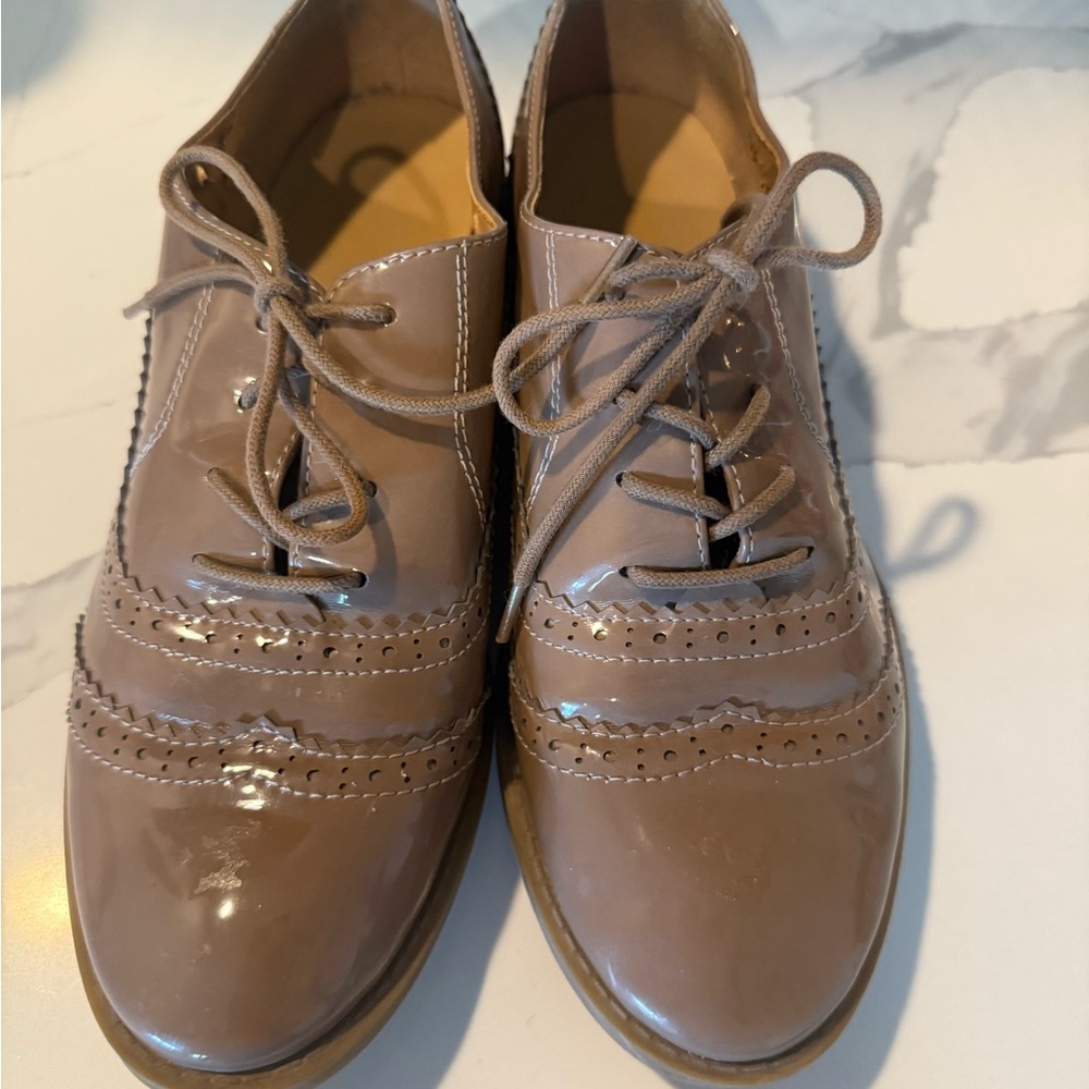 Franco Sarto Tan Patent Leather Loafers